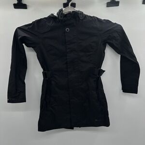 REI Cooperative Full Zip Button Trench Rain Coat Jacket Women's Small S Black